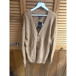 Nordstrom Merino Wool Alpaca Blend V-Neck Cardigan Sweater Camel Brown  M NEW